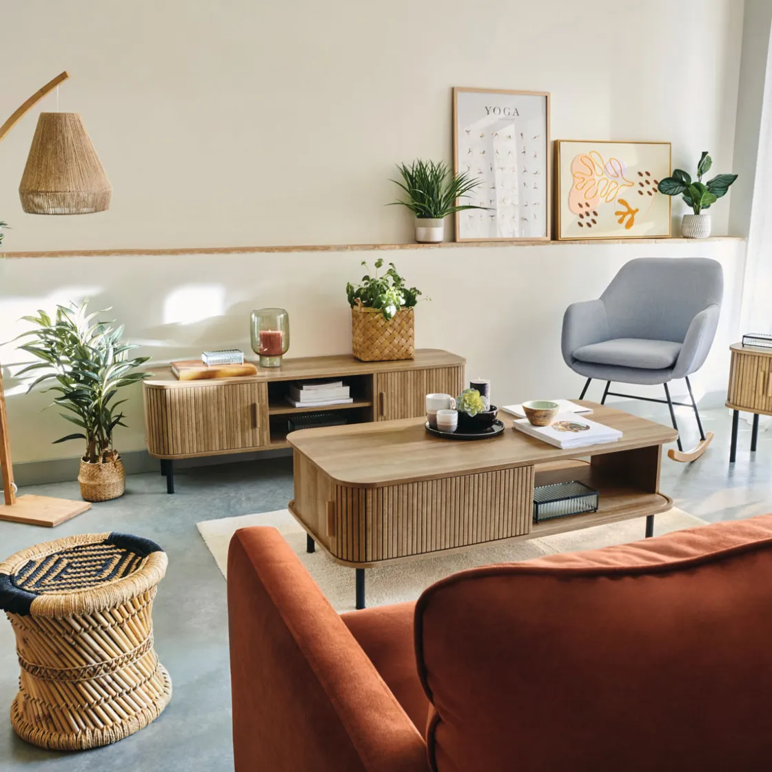 atmosphera Mesas Bajas Y Auxiliares|Estilo Contemporaneo>Mesita De Noche Beige Colva