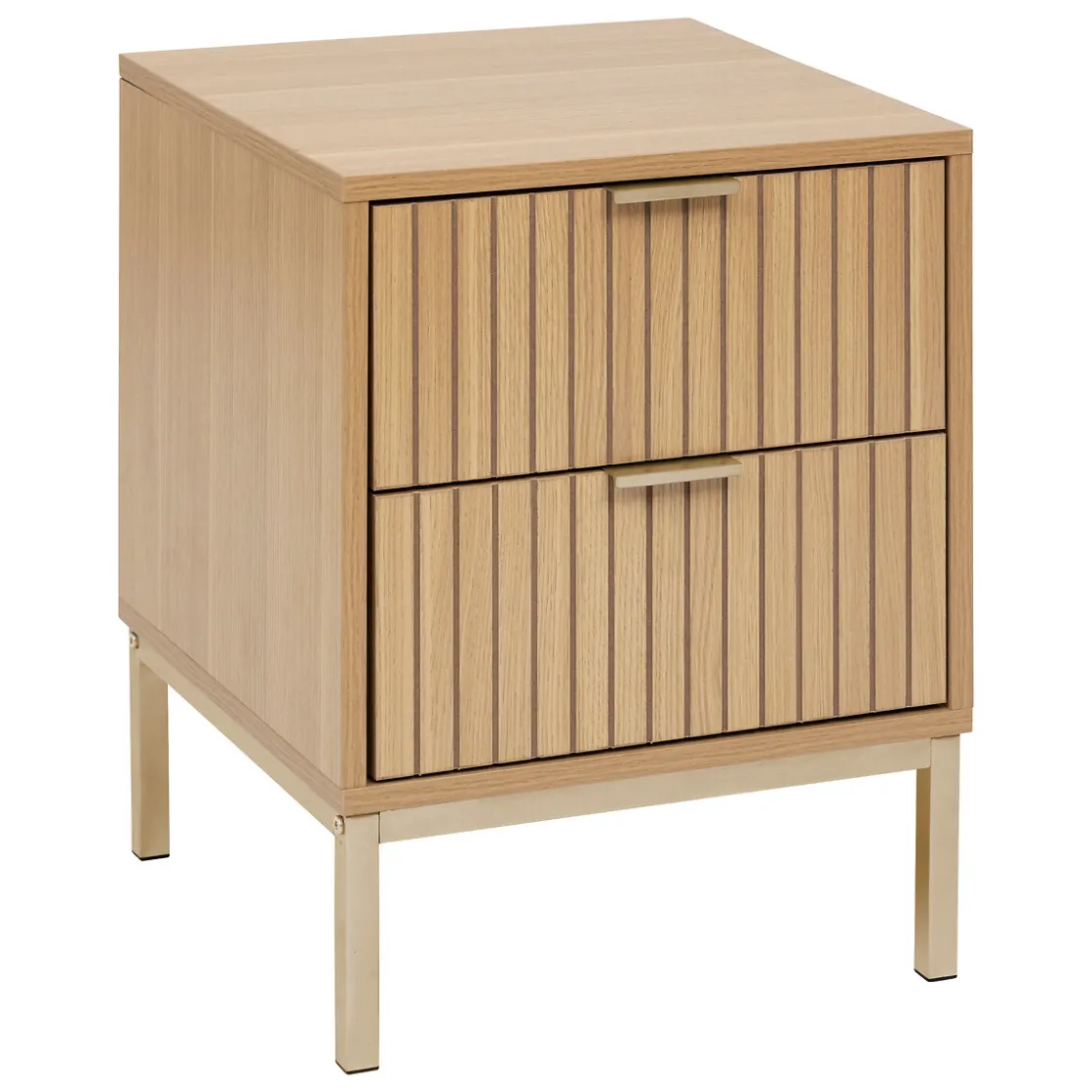 5five Mesas Bajas Y Auxiliares|Estilo Contemporaneo>Mesita de noche con 2 cajones de mdf beige TASSO
