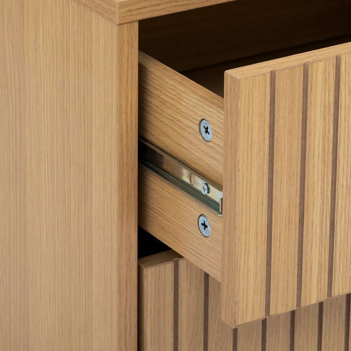 5five Mesas Bajas Y Auxiliares|Estilo Contemporaneo>Mesita de noche con 2 cajones de mdf beige TASSO