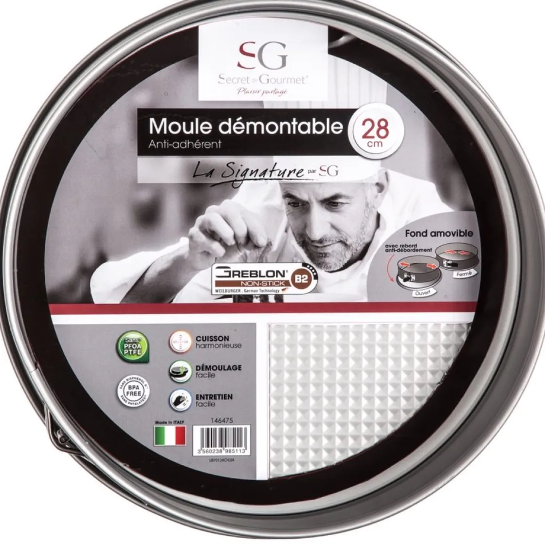 secret d'gourmet Moldes Y Otros Utensilios De Cocina>Molde Redondo Desmontable Negro 28Cm
