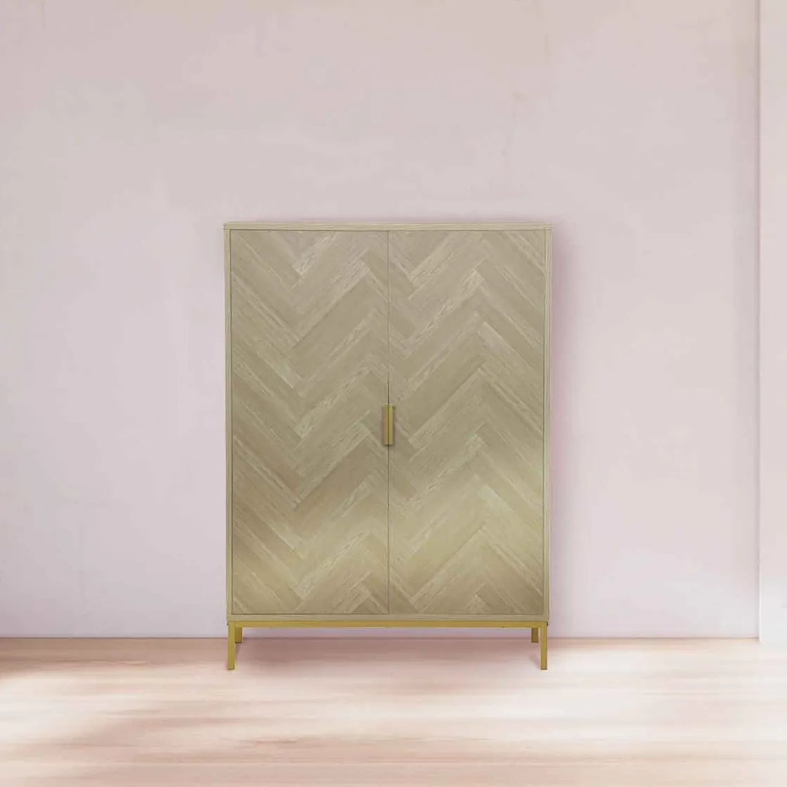 Muebles Y Carros De Apoyo|Estilo Contemporaneo>Mueble auxiliar alto CHEVRON beige mdf c/2 puertas
