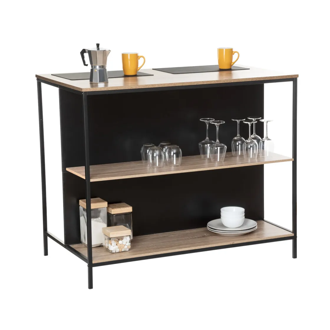 5five Muebles Y Carros De Apoyo>Mueble auxiliar marrón y negro ALIAJ