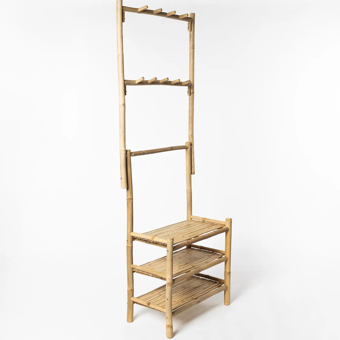 Muebles Con Lavabo Y Auxiliares>Mueble de baño con 3 estantes de bambú