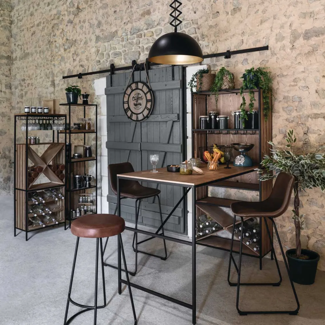 atmosphera Muebles Y Carros De Apoyo>Mueble De Bar Bakos Con Botellero 160cm
