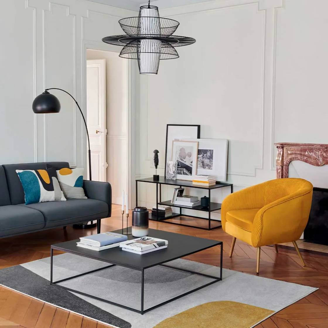 atmosphera Muebles Y Carros De Apoyo|Estilo Industrial>Mueble De Tv De Metálico Negro 120x50x50Cm