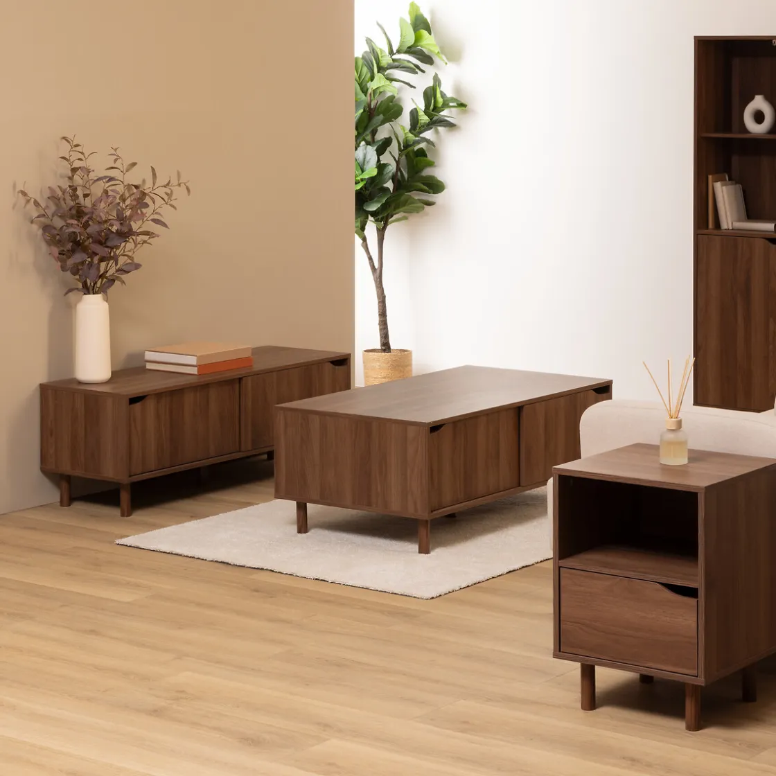 5five Muebles Y Carros De Apoyo>Mueble de TV SLIDY marrón de mdf con 2 puertas