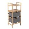Muebles Con Lavabo Y Auxiliares>Mueble para baño de bambú con 2 cestas para ropa