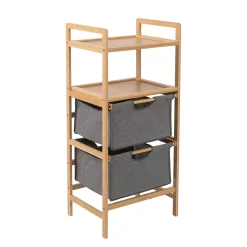 Muebles Con Lavabo Y Auxiliares>Mueble para baño de bambú con 2 cestas para ropa