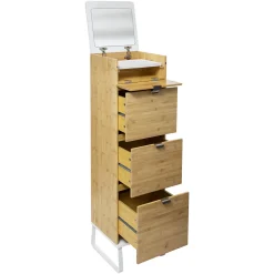 5five Muebles Con Lavabo Y Auxiliares>Mueble wc con espejo y cajones de bambú