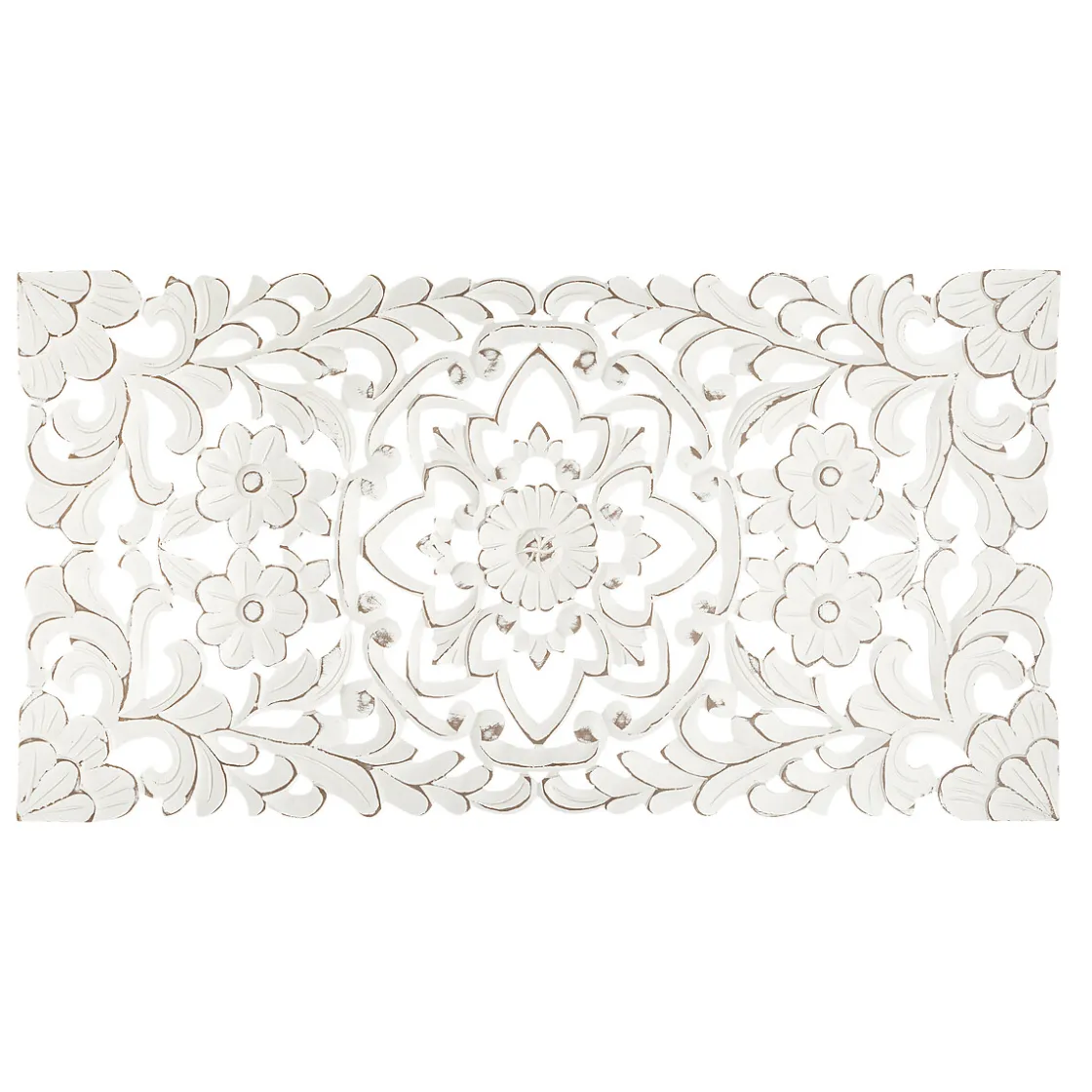 atmosphera Lienzos Y Cuadros Decorativos|Estilo Étnico>Mural De Madera Tallada Blanco 85x45Cm