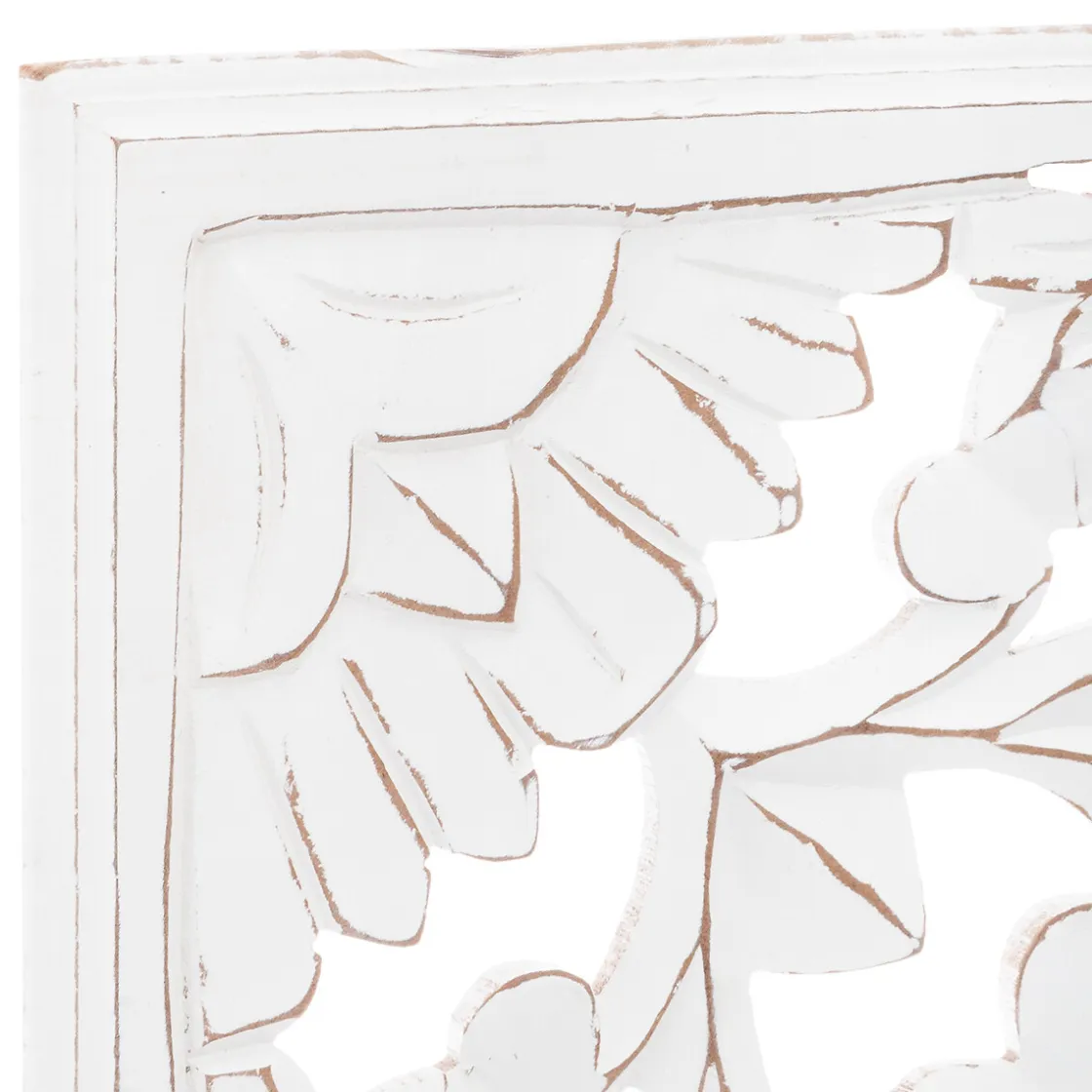 atmosphera Lienzos Y Cuadros Decorativos|Estilo Étnico>Mural De Madera Tallada Blanco 90x90Cm