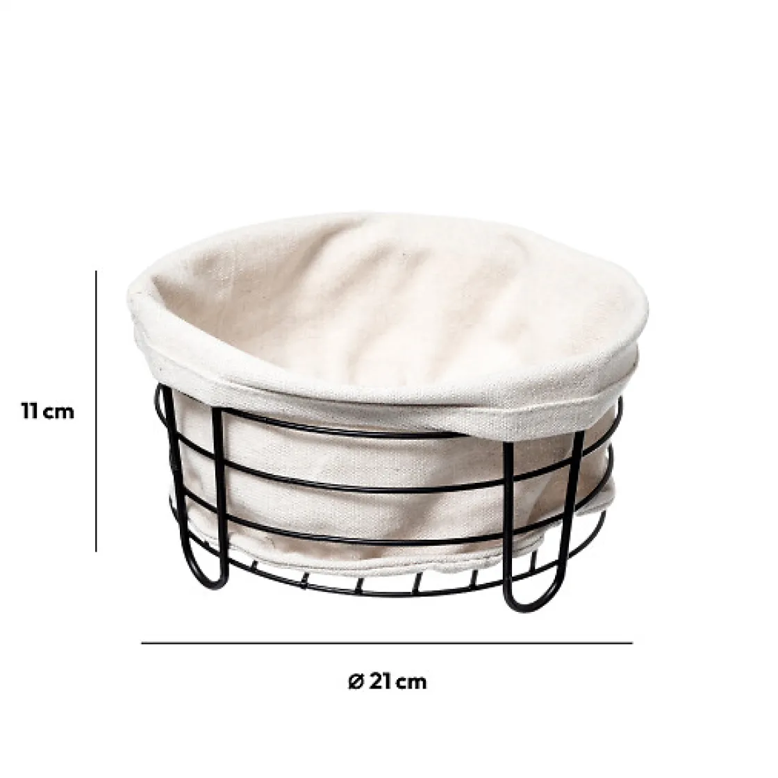 Cestas De Pan>Panera De Metal/Tela Beige 21x11Cm