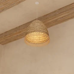 atmosphera Lámparas De Techo>Pantalla De Rafia Beige Hania