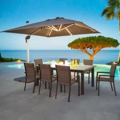 hespéride Parasol Y Bases>Parasol EQUADOR gris ardósia con led 3x3m