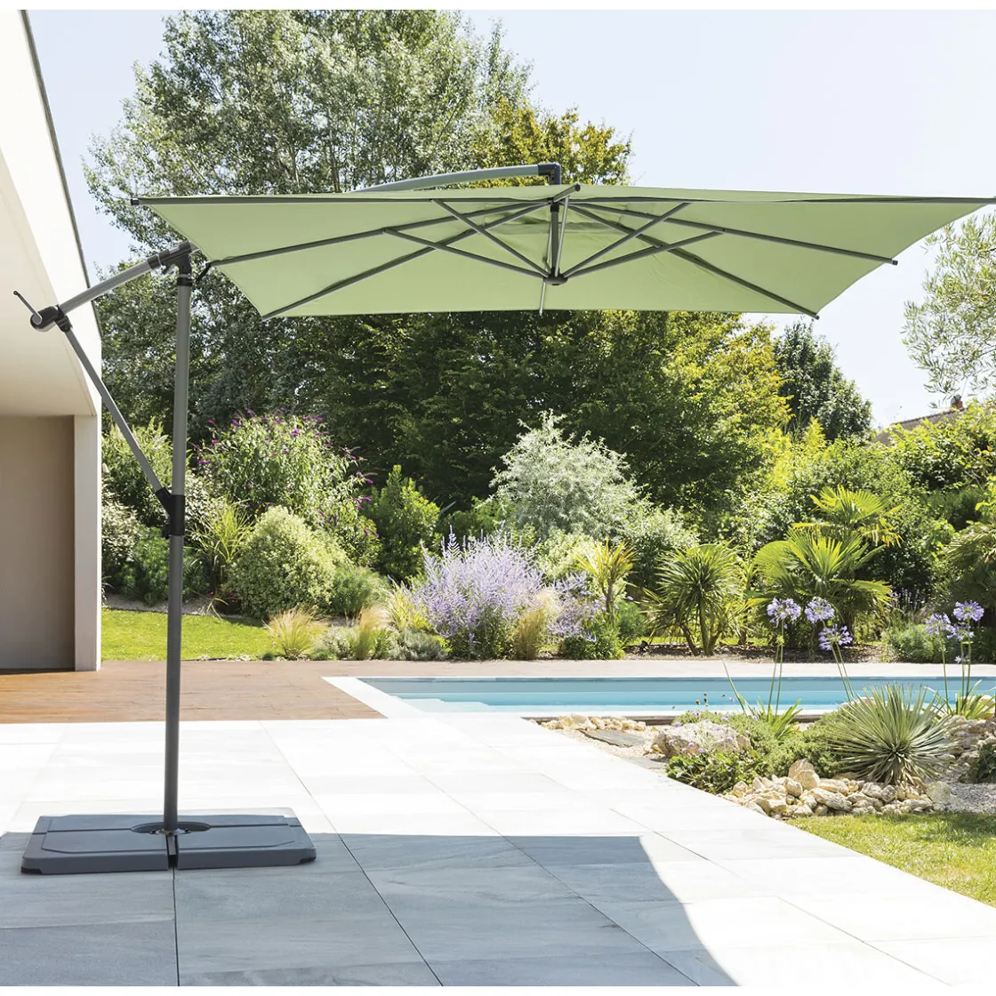 hespéride Parasol Y Bases>Parasol excéntrico MANOA verde oliva 2.5x2.5m