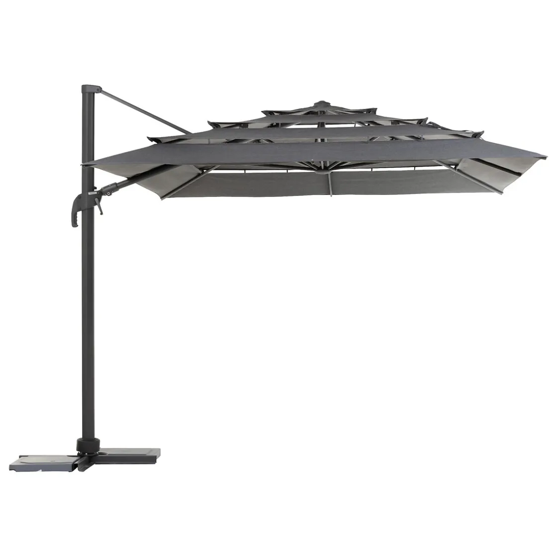 hespéride Parasol Y Bases>Parasol MELHIA gris graphite e antracite 4x3m