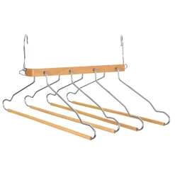 5five Perchas Y Travesaños>Percha de madera para 4 camisas y pantalones