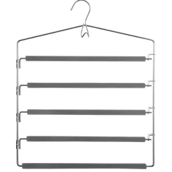 5five Perchas Y Travesaños>Percha Gris Para 5 Pantalones