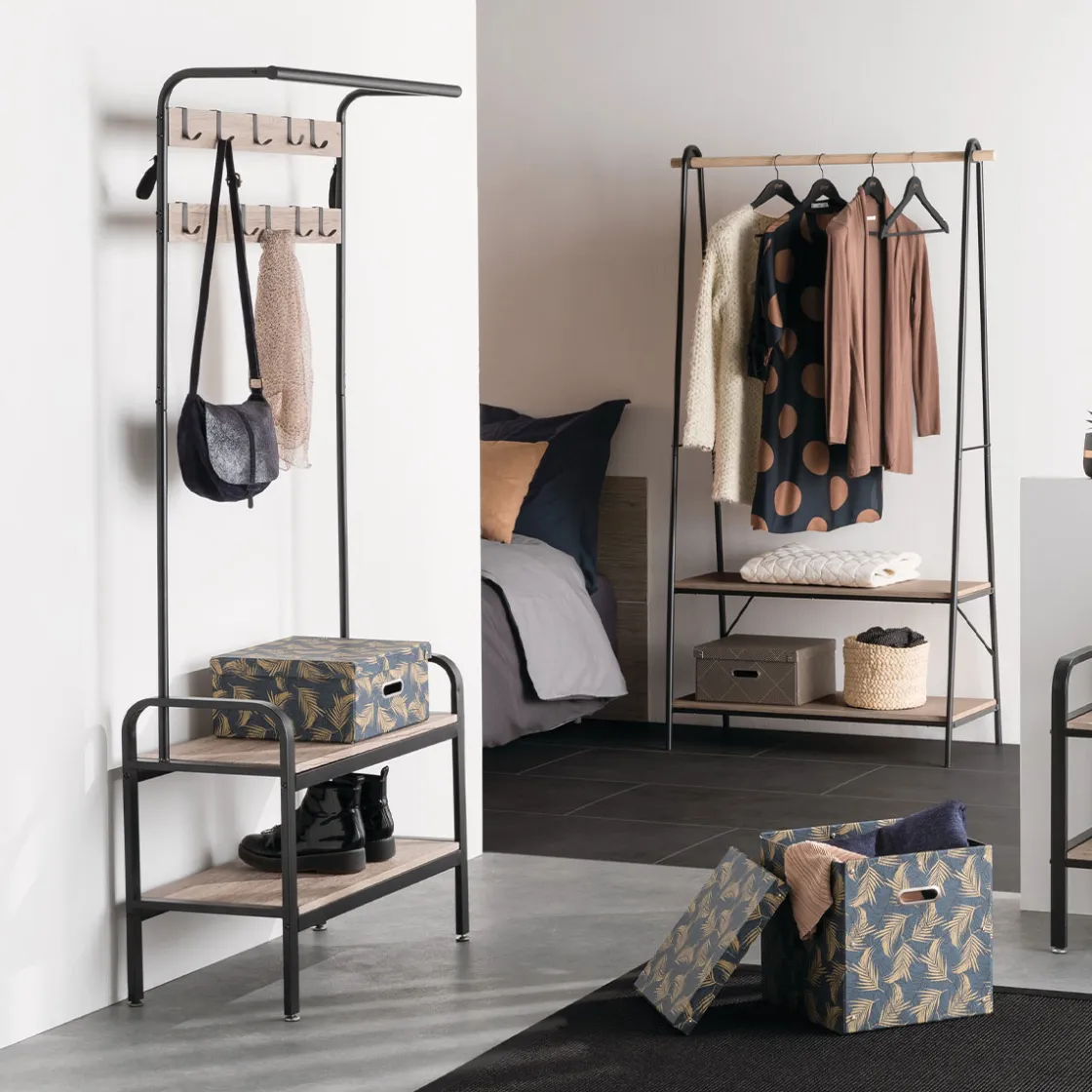 5five Soportes>Perchero con zapatero JANO 165cm