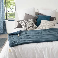 atmosphera Edredones Y Colchas>Pie De Cama Terciopelo Azul 80x180Cm