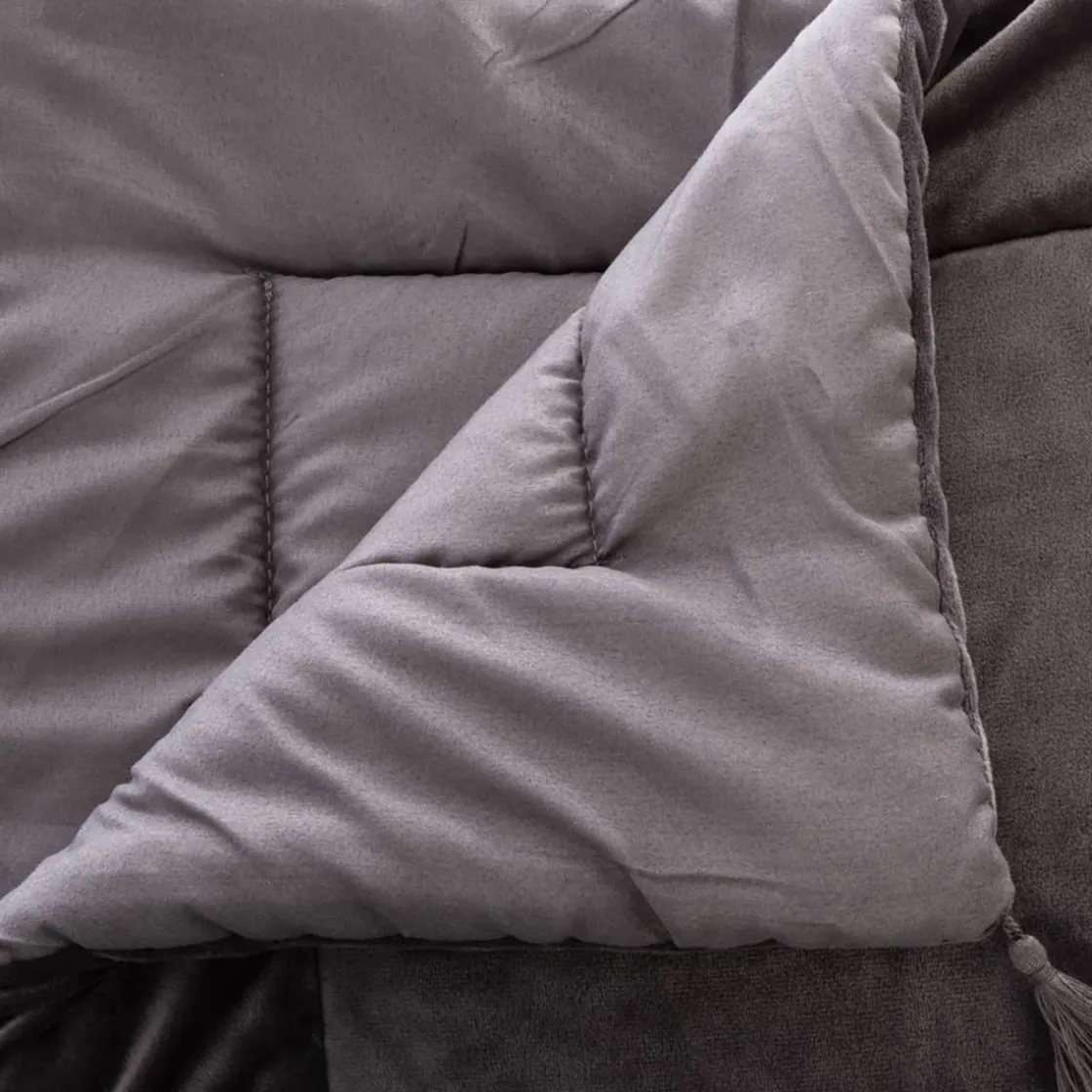 atmosphera Edredones Y Colchas>Pie De Cama Terciopelo Gris 80x180Cm