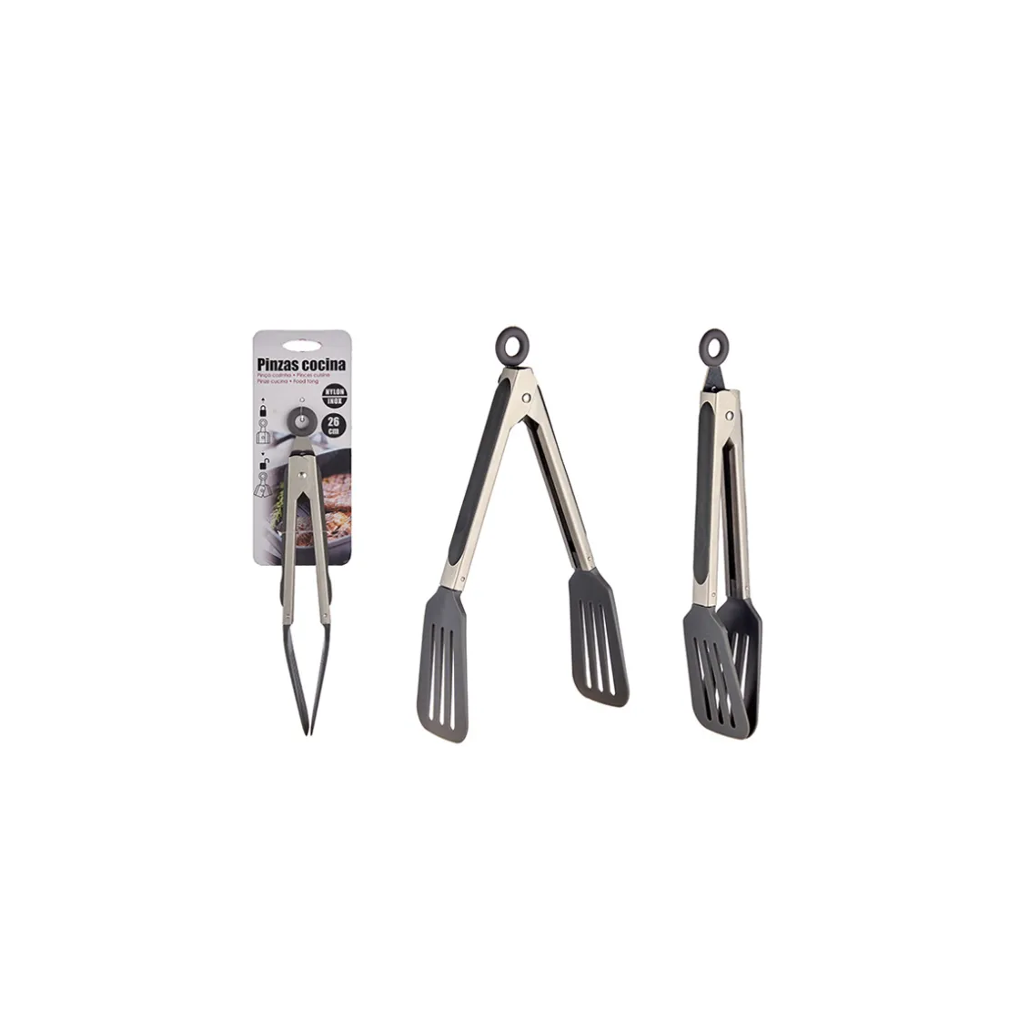 Utensilios Para Servir>Pinzas Ranuradas Con Mango Inoxidable