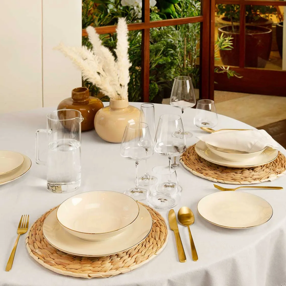 secret d'gourmet Platos>Plato Llano Petit Salón Blanco con Borde Dorado 27