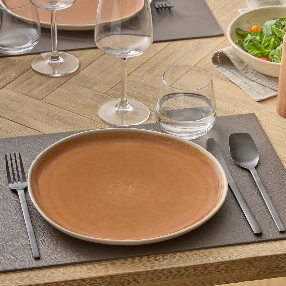 atmosphera Platos>Plato llano WONJA marrón de cerámica 27cm