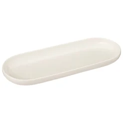 Platos>Plato Ovalado Nora Blanco De Porcelana 9x23cm
