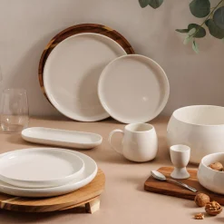Platos>Plato Ovalado Nora Blanco De Porcelana 9x23cm