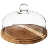 Platos Para Tartas, Tartas Y Bombones>Plato para tarta con tapa vidrio+base acacia 30cm