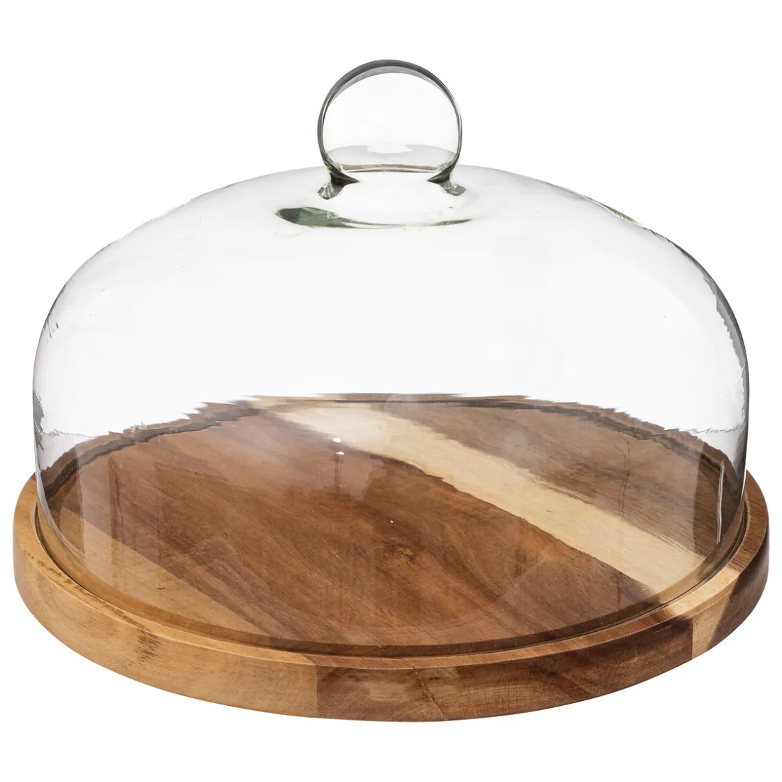 Platos Para Tartas, Tartas Y Bombones>Plato para tarta con tapa vidrio+base acacia 30cm