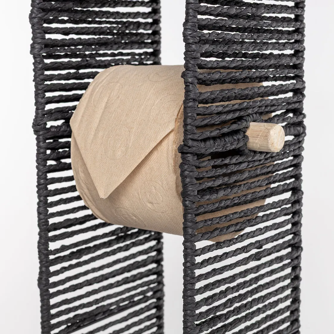 Accesorios De Baño>Portarrollos wc negro de cuerda