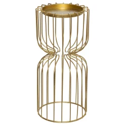 Portavelas Y Candelabros>Portavelas de metal dorado 26cm