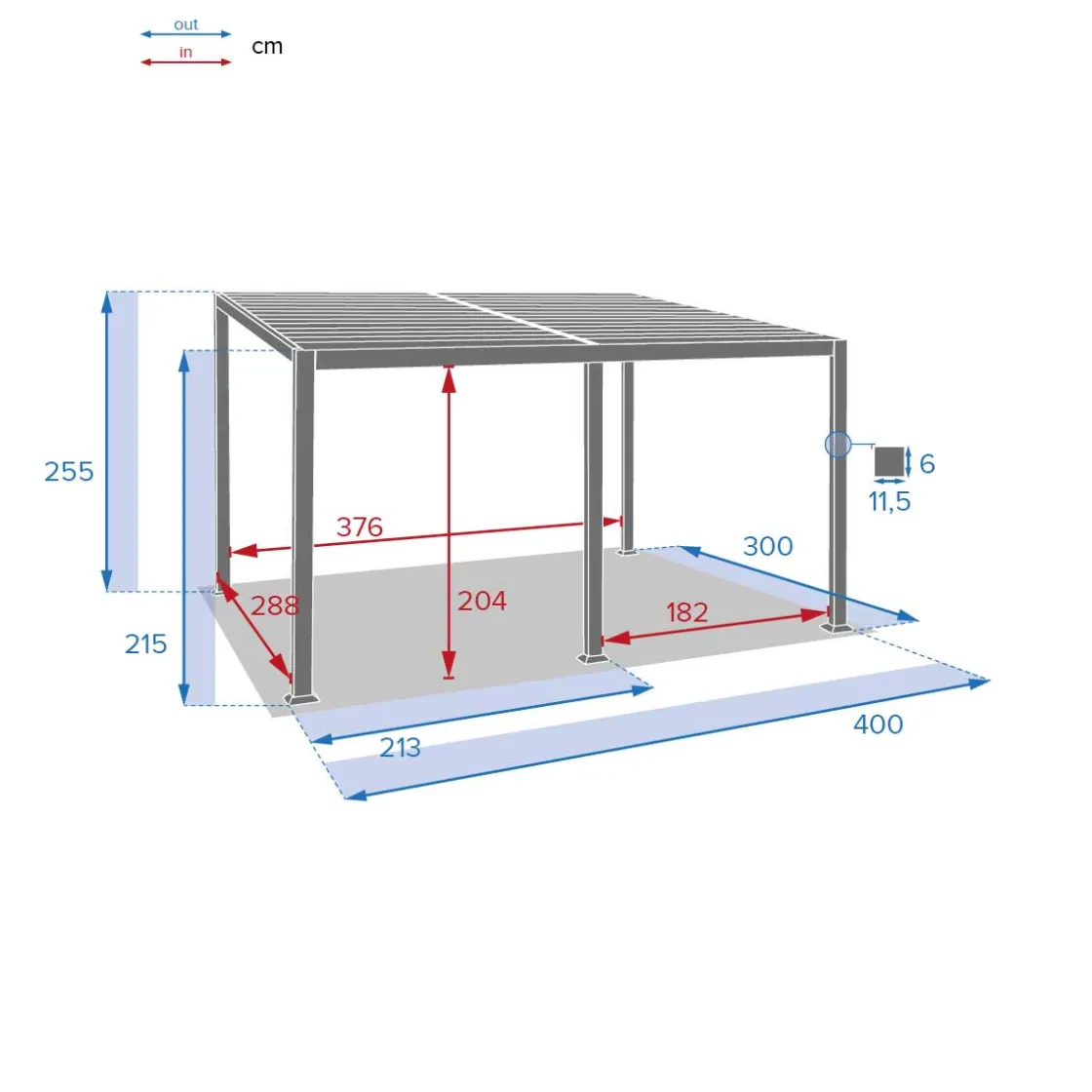 hespéride Pérgolas>Pérgola AVILA gris graphite 3x4m