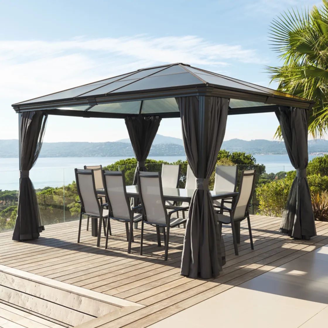 hespéride Pérgolas>Pérgola BELIZE gris graphite 3x3,6m