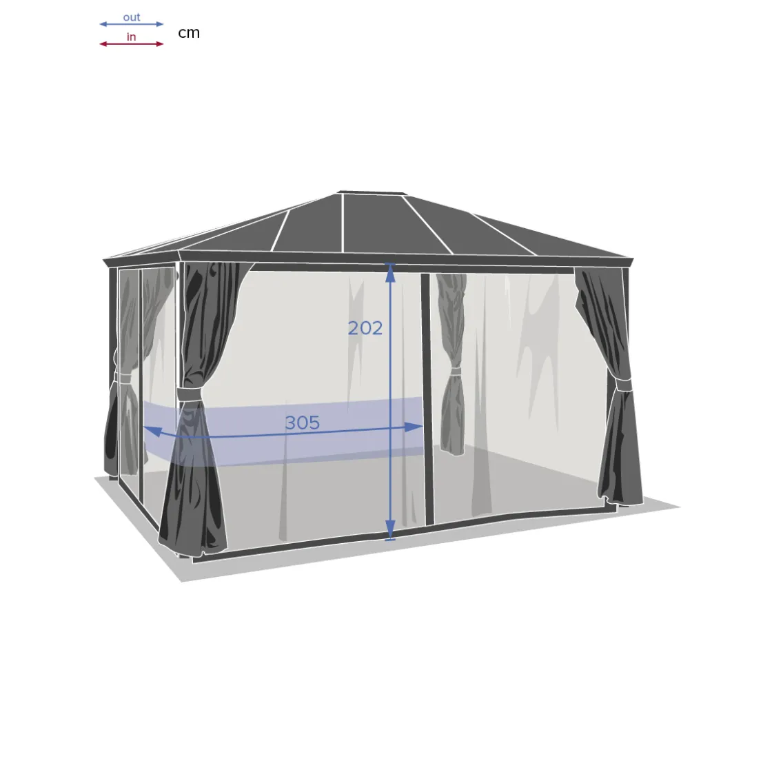 hespéride Pérgolas>Pérgola BELIZE gris graphite 3x3,6m