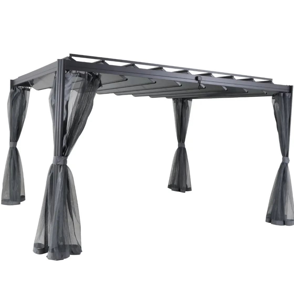 hespéride Pérgolas>Pérgola BELIZE LATTES gris graphite 3x3,8m