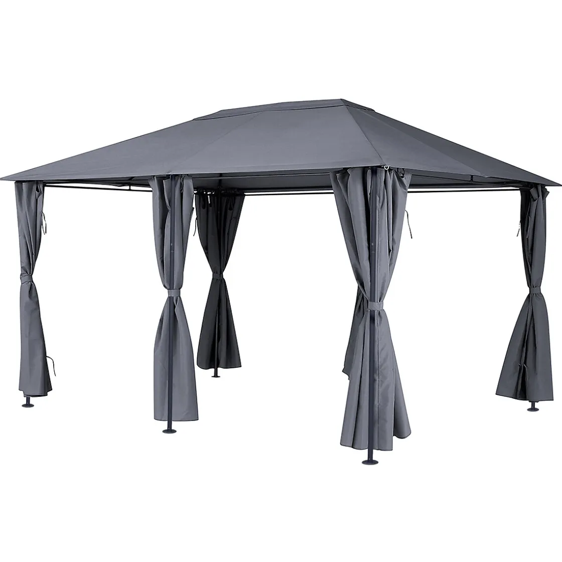 hespéride Pérgolas>Pérgola SANTORINI gris ardósia con cortinas 3x4m
