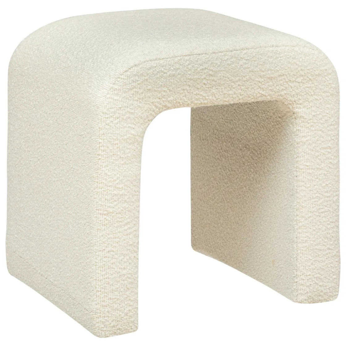 atmosphera Puff Y Banquitos|Estilo Contemporaneo>Puf Bouclee Blanco 41x35.5x43Cm