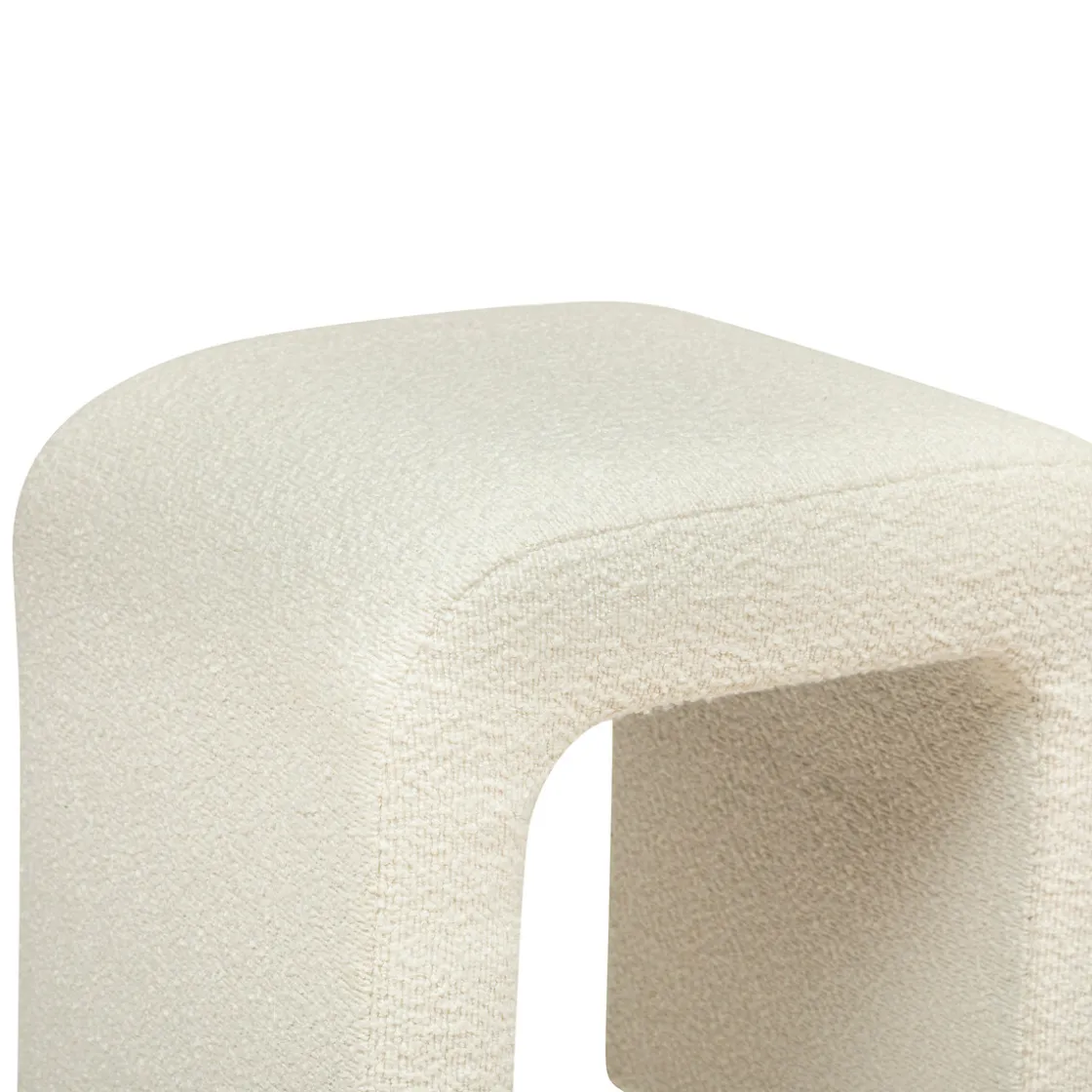 atmosphera Puff Y Banquitos|Estilo Contemporaneo>Puf Bouclee Blanco 41x35.5x43Cm