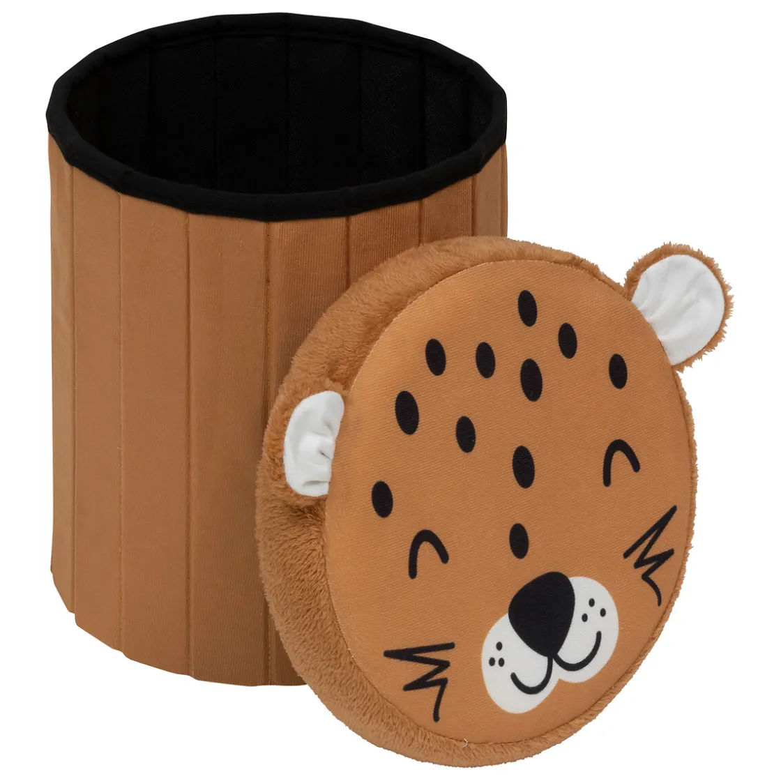 atmosphera4kids Mobiliario>Puf con almacenaje de leopardo 36x30cm