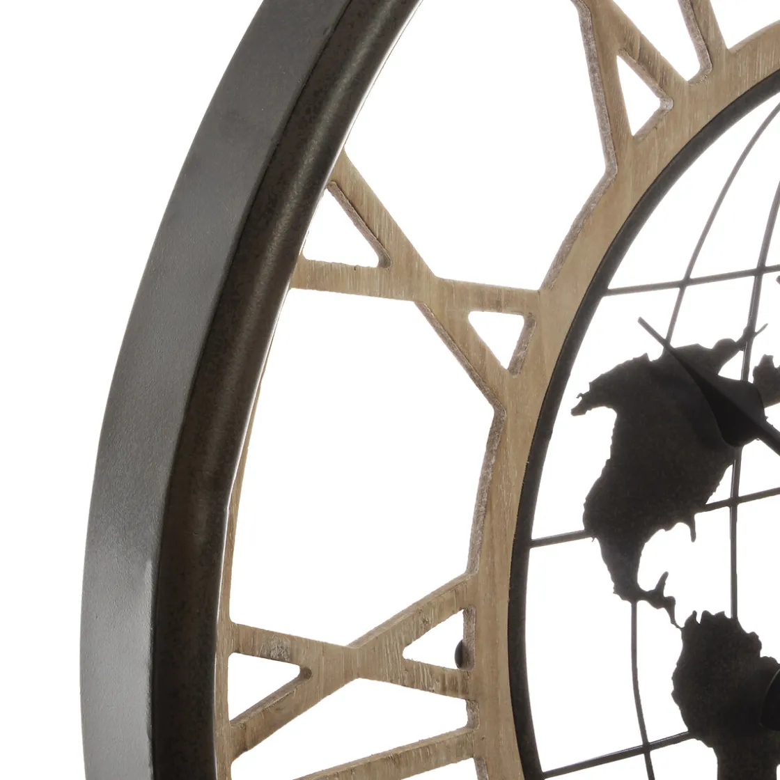 atmosphera Relojes|Estilo Industrial>Reloj De Pared De Metal Mundo 67Cm