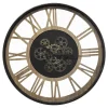 atmosphera Relojes>Reloj Pared Negro De Metal Y Madera 57Cm