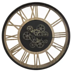 atmosphera Relojes>Reloj Pared Negro De Metal Y Madera 57Cm