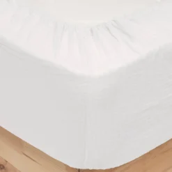 atmosphera Sábanas Y Protectores>Sábana ajustable FLORA de algodón blanco 140x190cm