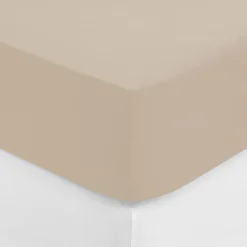 atmosphera Sábanas Y Protectores>Sábana bajera beige ajustable de algodón percal
