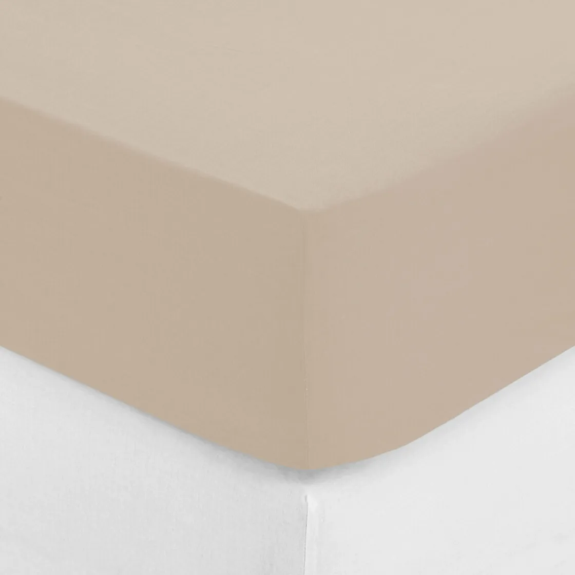 atmosphera Sábanas Y Protectores>Sábana bajera beige ajustable de algodón percal