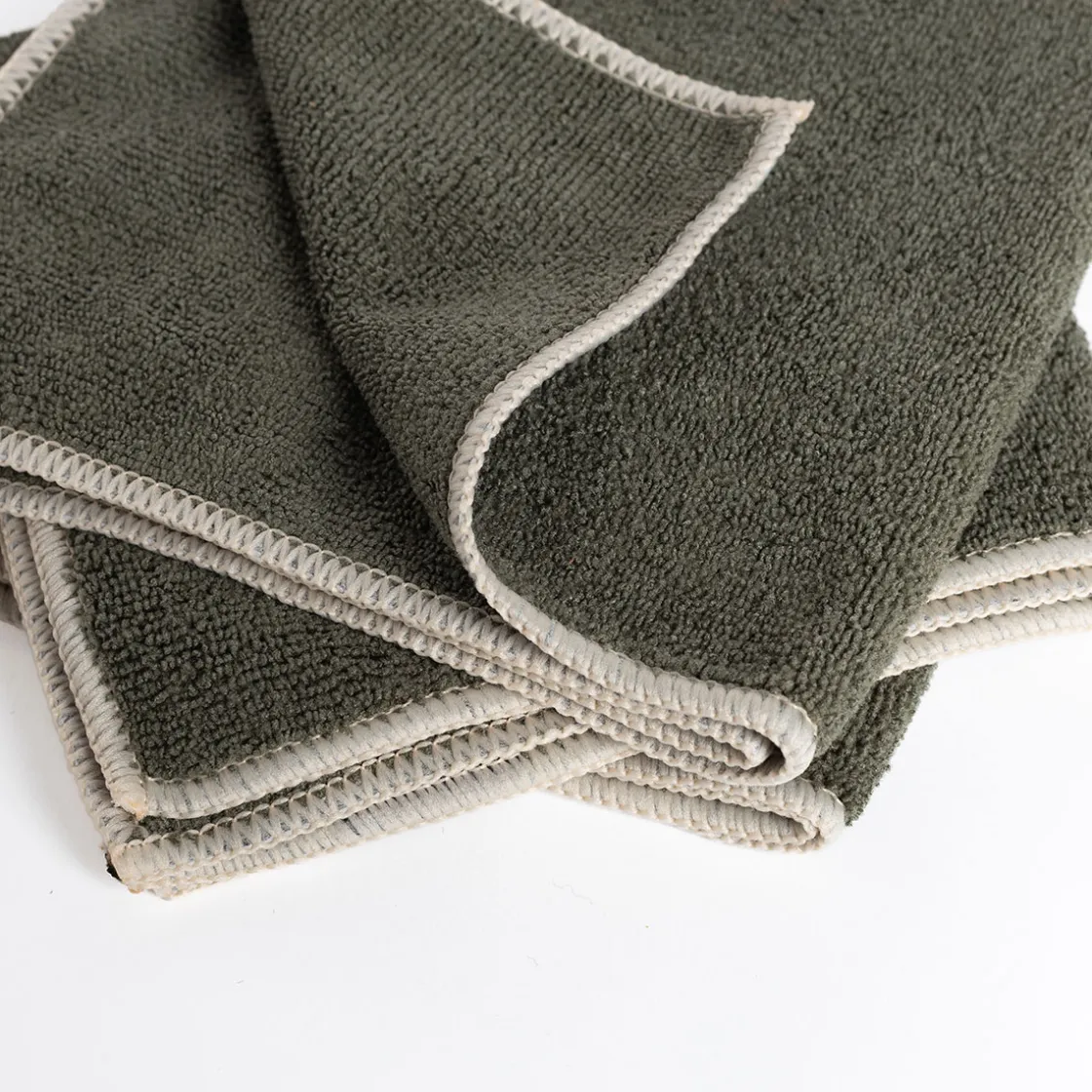 Fregonas Y Paños>Set 3 bayas microfibra verde caqui 34x34cm