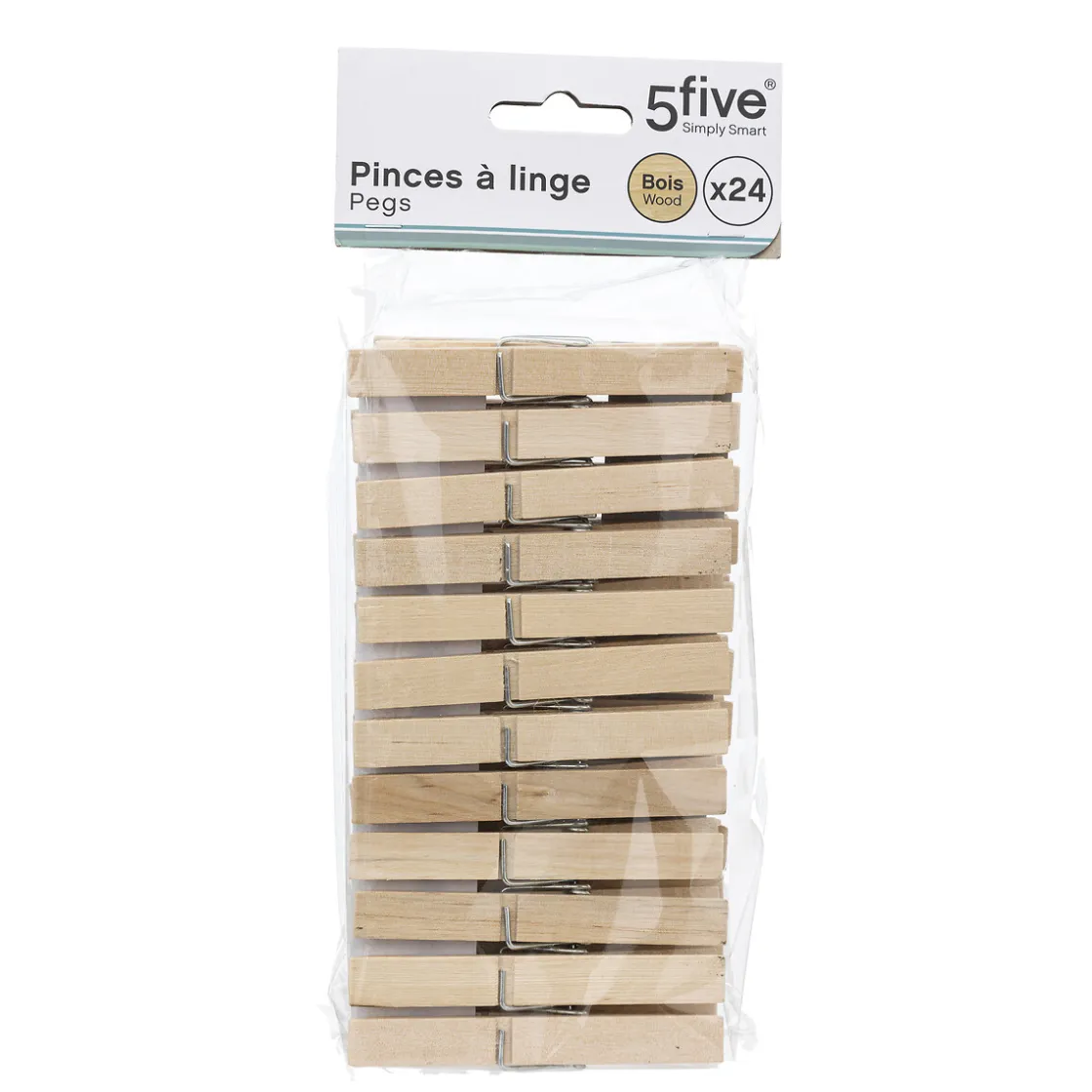 5five Auxiliares De Limpieza>Set 24 Pinzas De Madera Para Ropa